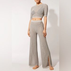 NWT Solid & Striped The Logan Pant in Silver Shimmer